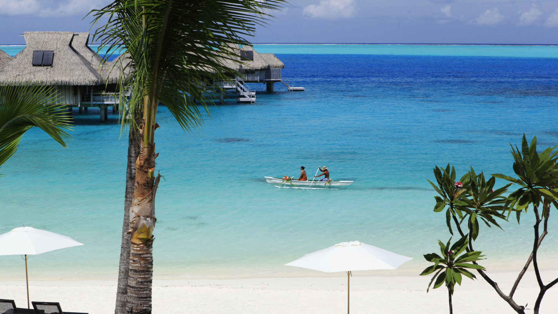Conrad Bora Bora canoe breakfast